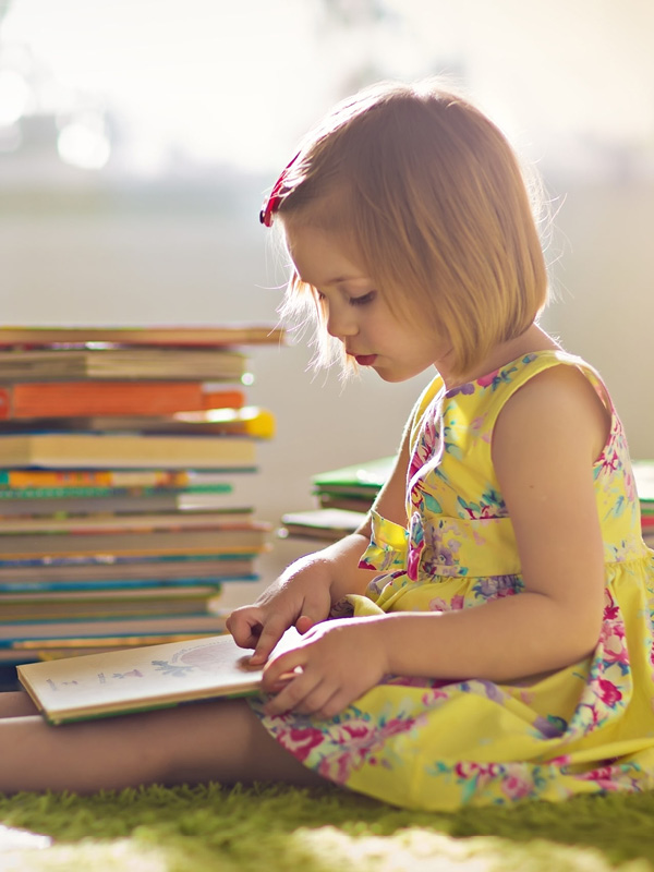 girl reading books